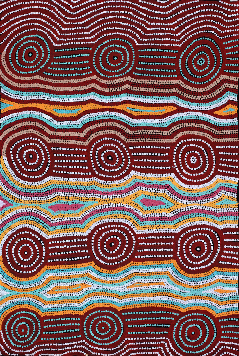 Aboriginal Art by Carol Nampijinpa Larry, Karnta Jukurrpa (Womens Dreaming), 91x61cm - ART ARK®