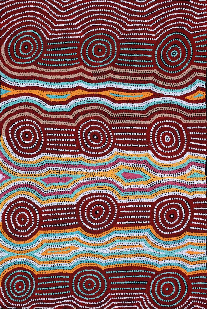 Aboriginal Artwork by Carol Nampijinpa Larry, Karnta Jukurrpa (Womens Dreaming), 91x61cm