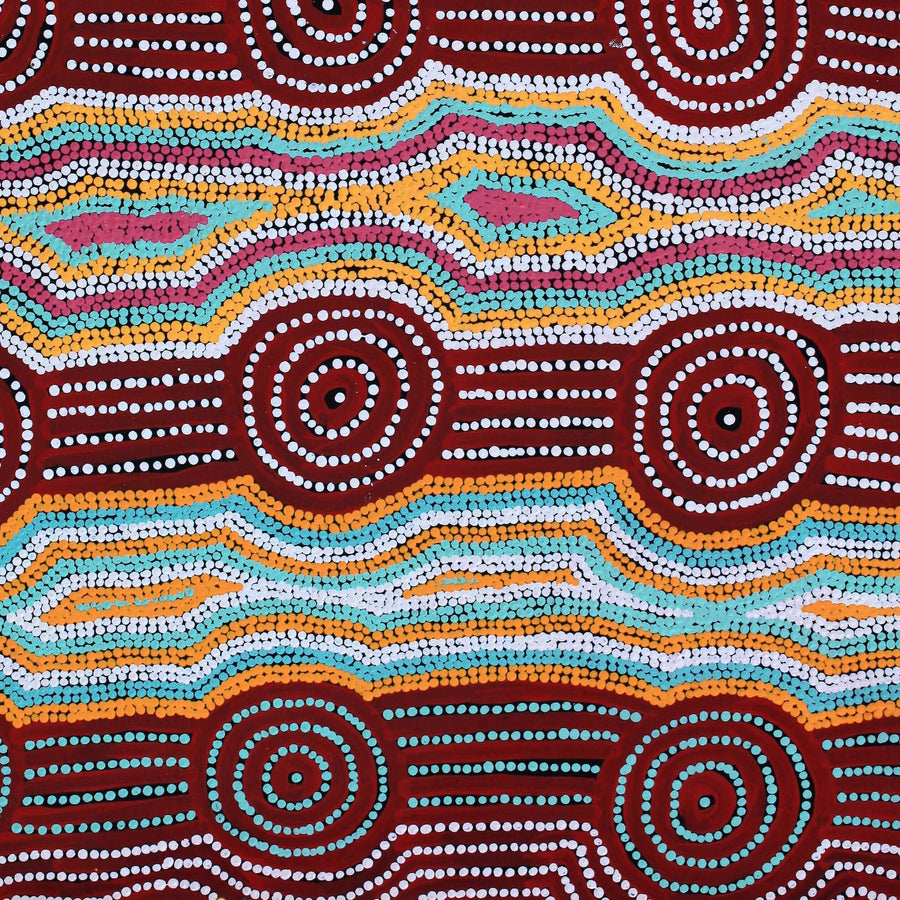 Aboriginal Artwork by Carol Nampijinpa Larry, Karnta Jukurrpa (Womens Dreaming), 91x61cm