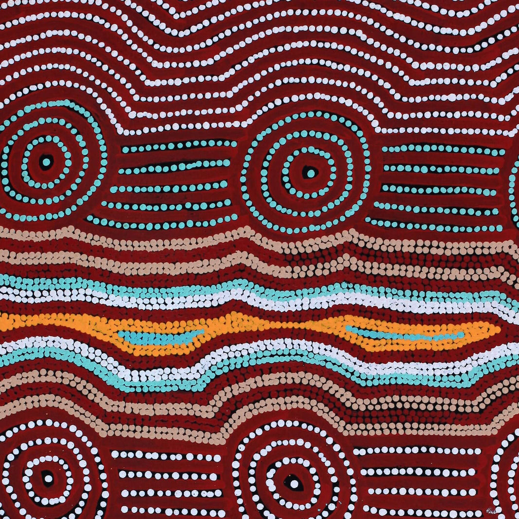 Aboriginal Artwork by Carol Nampijinpa Larry, Karnta Jukurrpa (Womens Dreaming), 91x61cm