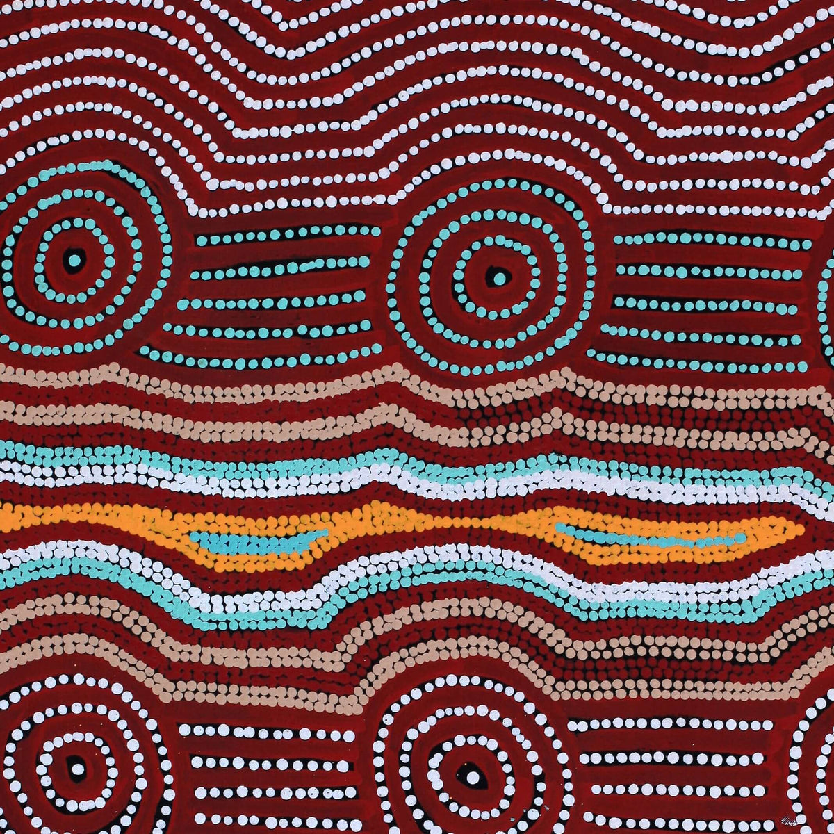 Aboriginal Art by Carol Nampijinpa Larry, Karnta Jukurrpa (Womens Dreaming), 91x61cm - ART ARK®