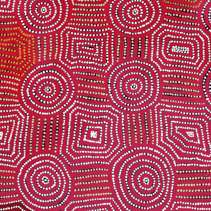 Aboriginal Artwork by Carol Nampijinpa Larry, Karnta Jukurrpa (Womens Dreaming), 91x76cm