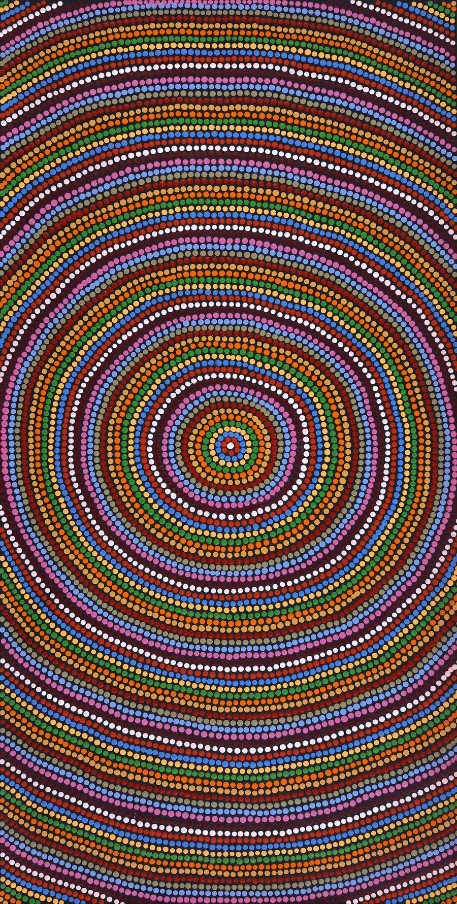 Aboriginal Artwork by Catherine Nungarrayi Malbunka, Mina Mina Jukurrpa (Mina Mina Dreaming), 91x46cm