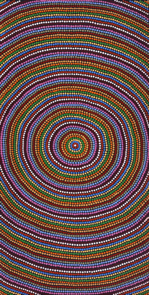 Aboriginal Artwork by Catherine Nungarrayi Malbunka, Mina Mina Jukurrpa (Mina Mina Dreaming), 91x46cm