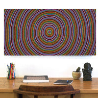 Aboriginal Artwork by Catherine Nungarrayi Malbunka, Mina Mina Jukurrpa (Mina Mina Dreaming), 91x46cm