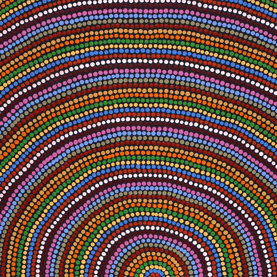 Aboriginal Artwork by Catherine Nungarrayi Malbunka, Mina Mina Jukurrpa (Mina Mina Dreaming), 91x46cm