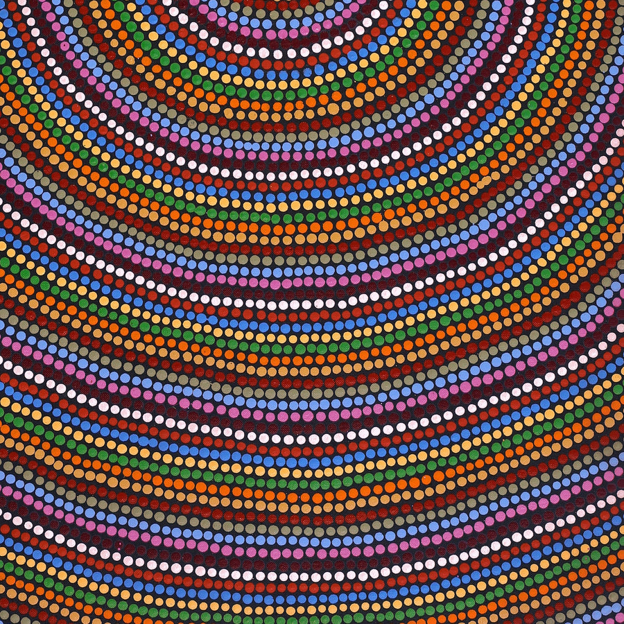 Aboriginal Artwork by Catherine Nungarrayi Malbunka, Mina Mina Jukurrpa (Mina Mina Dreaming), 91x46cm