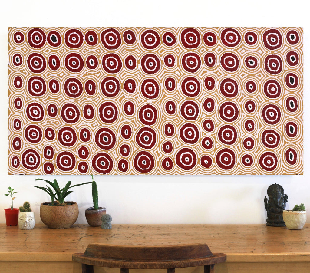 Aboriginal Artwork by Cecily Napanangka Marshall, Pikilyi Jukurrpa (Vaughan Springs Dreaming), 122x61cm