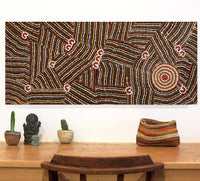 Aboriginal Artwork by Celestine Nungarrayi Tex, Lappi Lappi Jukurrpa, 107x46cm