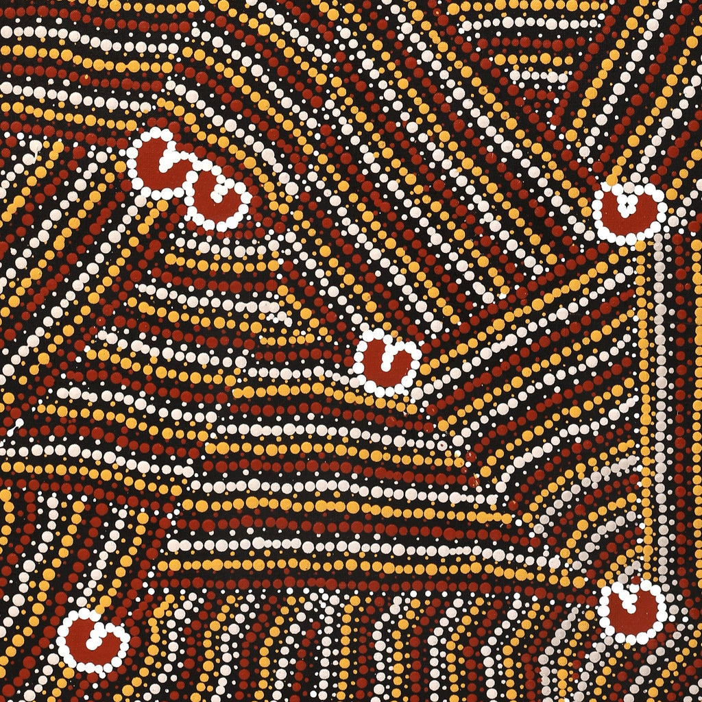 Aboriginal Art by Celestine Nungarrayi Tex, Lappi Lappi Jukurrpa, 107x46cm - ART ARK®