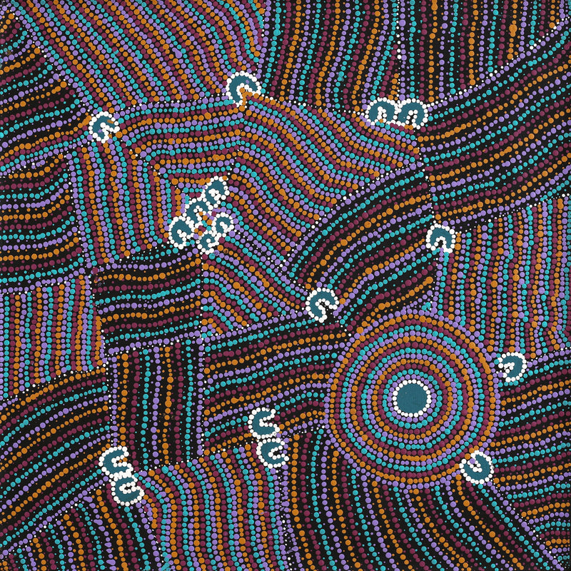 Aboriginal Artwork by Celestine Nungarrayi Tex, Lappi Lappi Jukurrpa, 61x61cm