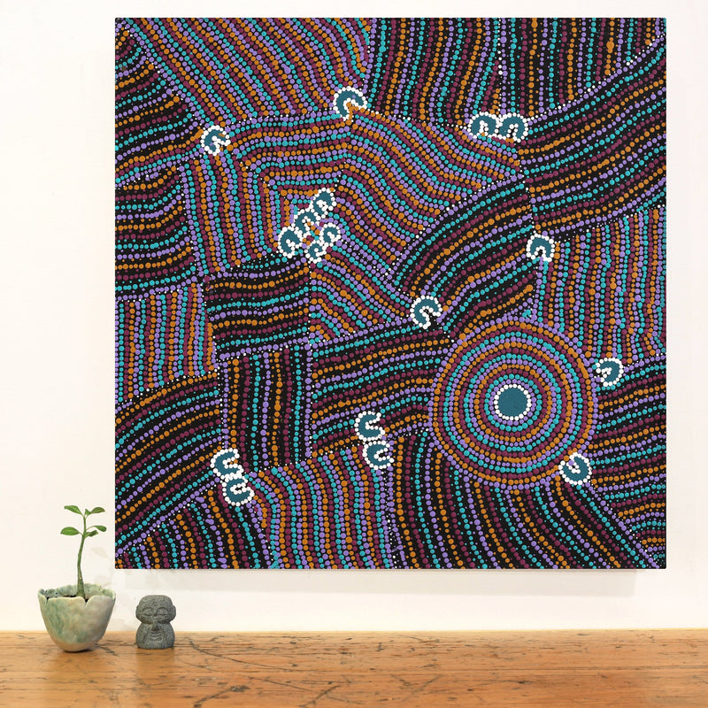 Aboriginal Artwork by Celestine Nungarrayi Tex, Lappi Lappi Jukurrpa, 61x61cm