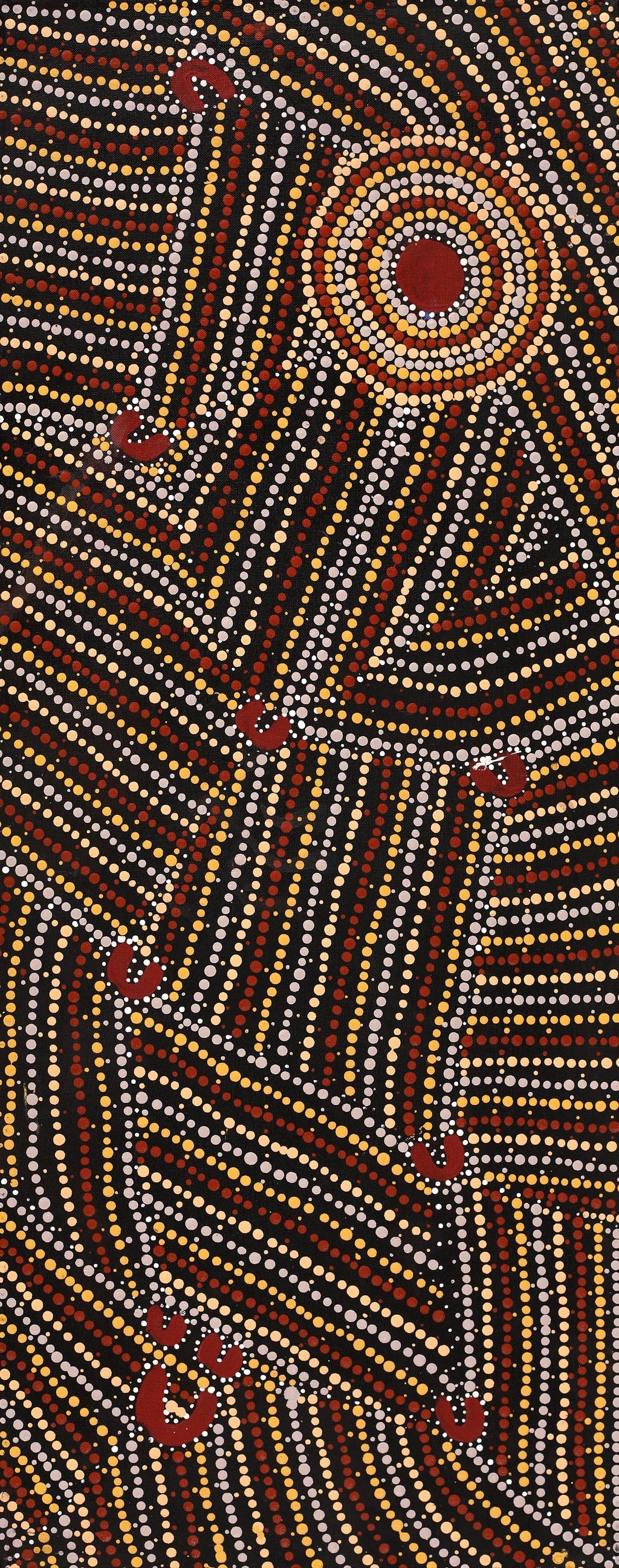 Aboriginal Artwork by Celestine Nungarrayi Tex, Lappi Lappi Jukurrpa, 76x30cm