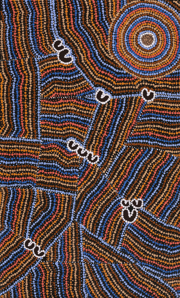 Aboriginal Artwork by Celestine Nungarrayi Tex, Lappi Lappi Jukurrpa, 76x46cm