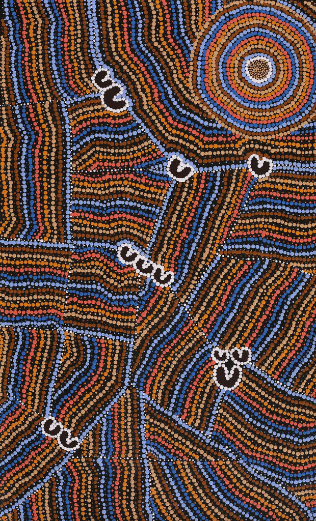 Aboriginal Artwork by Celestine Nungarrayi Tex, Lappi Lappi Jukurrpa, 76x46cm