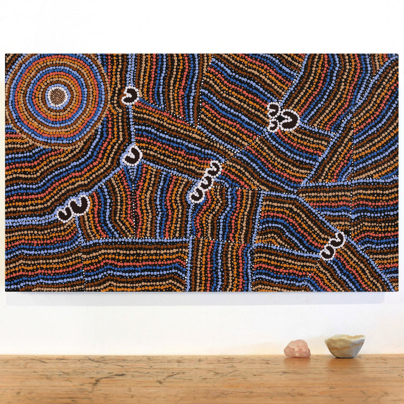 Aboriginal Artwork by Celestine Nungarrayi Tex, Lappi Lappi Jukurrpa, 76x46cm