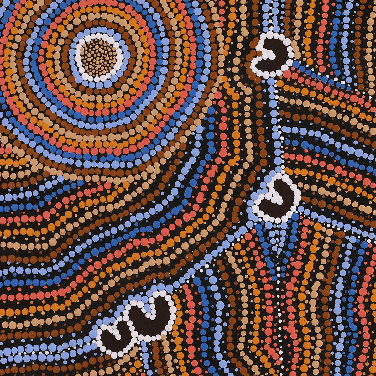 Aboriginal Art by Celestine Nungarrayi Tex, Lappi Lappi Jukurrpa, 76x46cm - ART ARK®