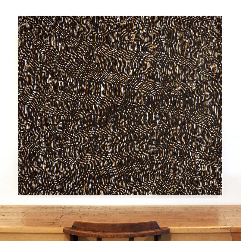 Aboriginal Artwork by Chantelle Nampijinpa Robertson, Ngapa Jukurrpa (Water Dreaming) - Puyurru, 122x107cm