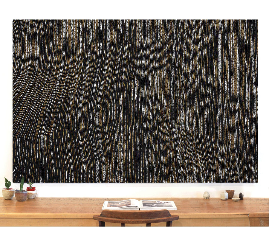 Aboriginal Artwork by Chantelle Nampijinpa Robertson, Ngapa Jukurrpa (Water Dreaming) - Puyurru, 183x122cm