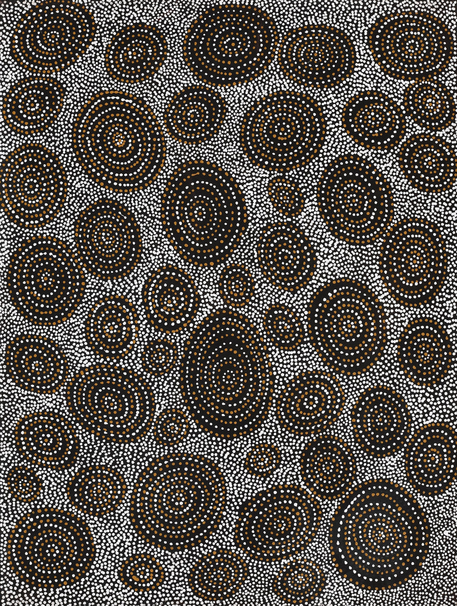 Aboriginal Artwork by Chantelle Nampijinpa Robertson, Ngapa Jukurrpa (Water Dreaming) - Puyurru, 61x46cm