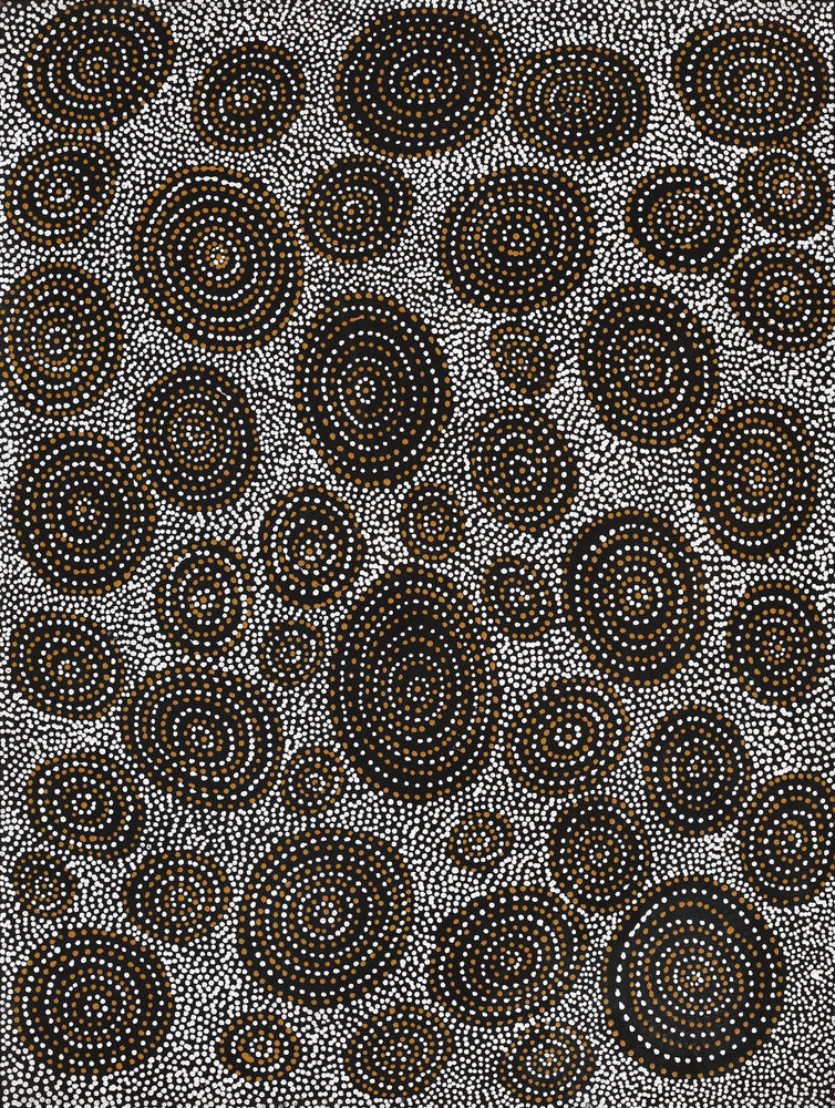 Aboriginal Artwork by Chantelle Nampijinpa Robertson, Ngapa Jukurrpa (Water Dreaming) - Puyurru, 61x46cm