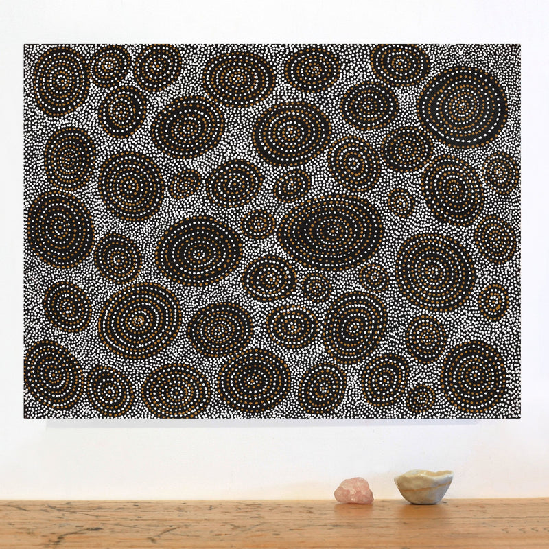 Aboriginal Artwork by Chantelle Nampijinpa Robertson, Ngapa Jukurrpa (Water Dreaming) - Puyurru, 61x46cm