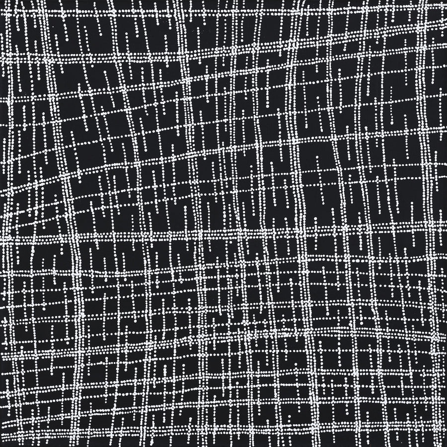Aboriginal Artwork by Chantelle Nampijinpa Robertson, Ngapa Jukurrpa (Water Dreaming) - Puyurru, 61x61cm