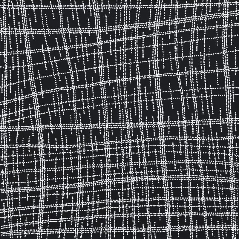 Aboriginal Artwork by Chantelle Nampijinpa Robertson, Ngapa Jukurrpa (Water Dreaming) - Puyurru, 61x61cm