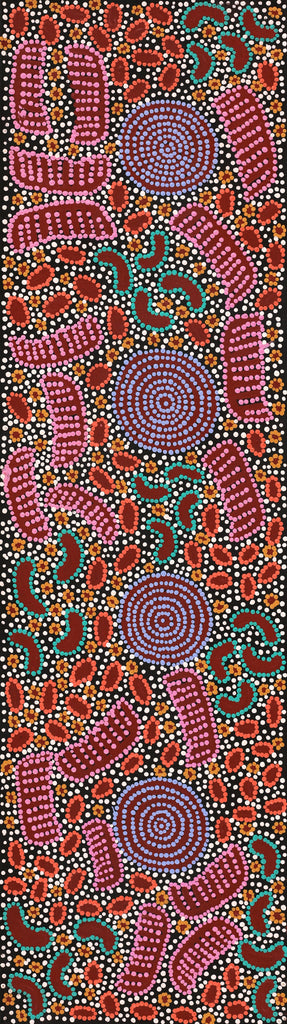 Aboriginal Artwork by Christine Nungarrayi Brown, Karnta Jukurrpa (Womens Dreaming), 107x30cm