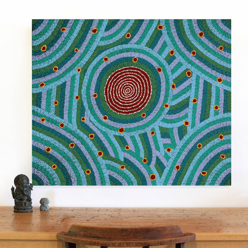 Aboriginal Artwork by Christine Nungarrayi Brown, Karnta Jukurrpa (Womens Dreaming), 91x76cm