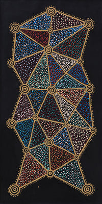 Aboriginal Artwork by Christopher Japangardi Michaels, Ngapa Jukurrpa (Water Dreaming) - Puyurru, 122x61cm