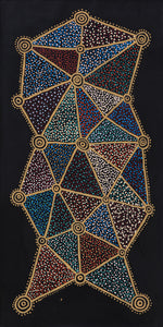 Aboriginal Artwork by Christopher Japangardi Michaels, Ngapa Jukurrpa (Water Dreaming) - Puyurru, 122x61cm - ART ARK®