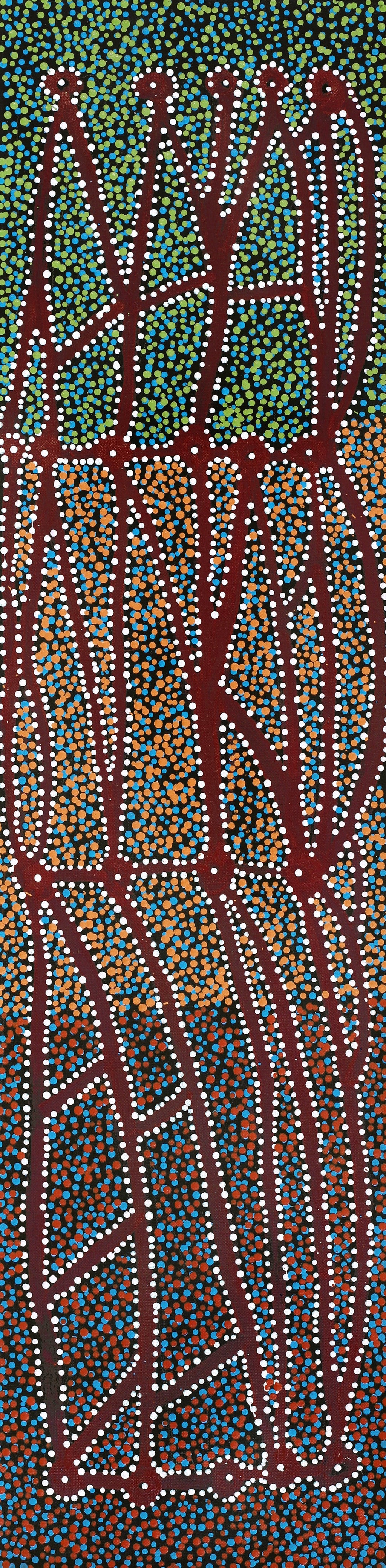 Aboriginal Artwork by Clarissa Nangala Williams, Ngapa Jukurrpa (Water Dreaming) - Puyurru, 122x30cm