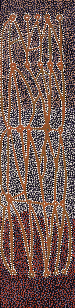 Aboriginal Artwork by Clarissa Nangala Williams, Ngapa Jukurrpa (Water Dreaming) - Puyurru, 122x30cm