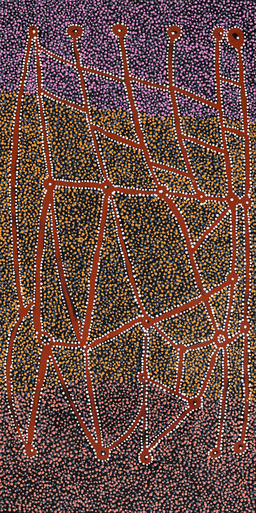 Aboriginal Artwork by Clarissa Nangala Williams, Ngapa Jukurrpa (Water Dreaming) - Puyurru, 122x61cm