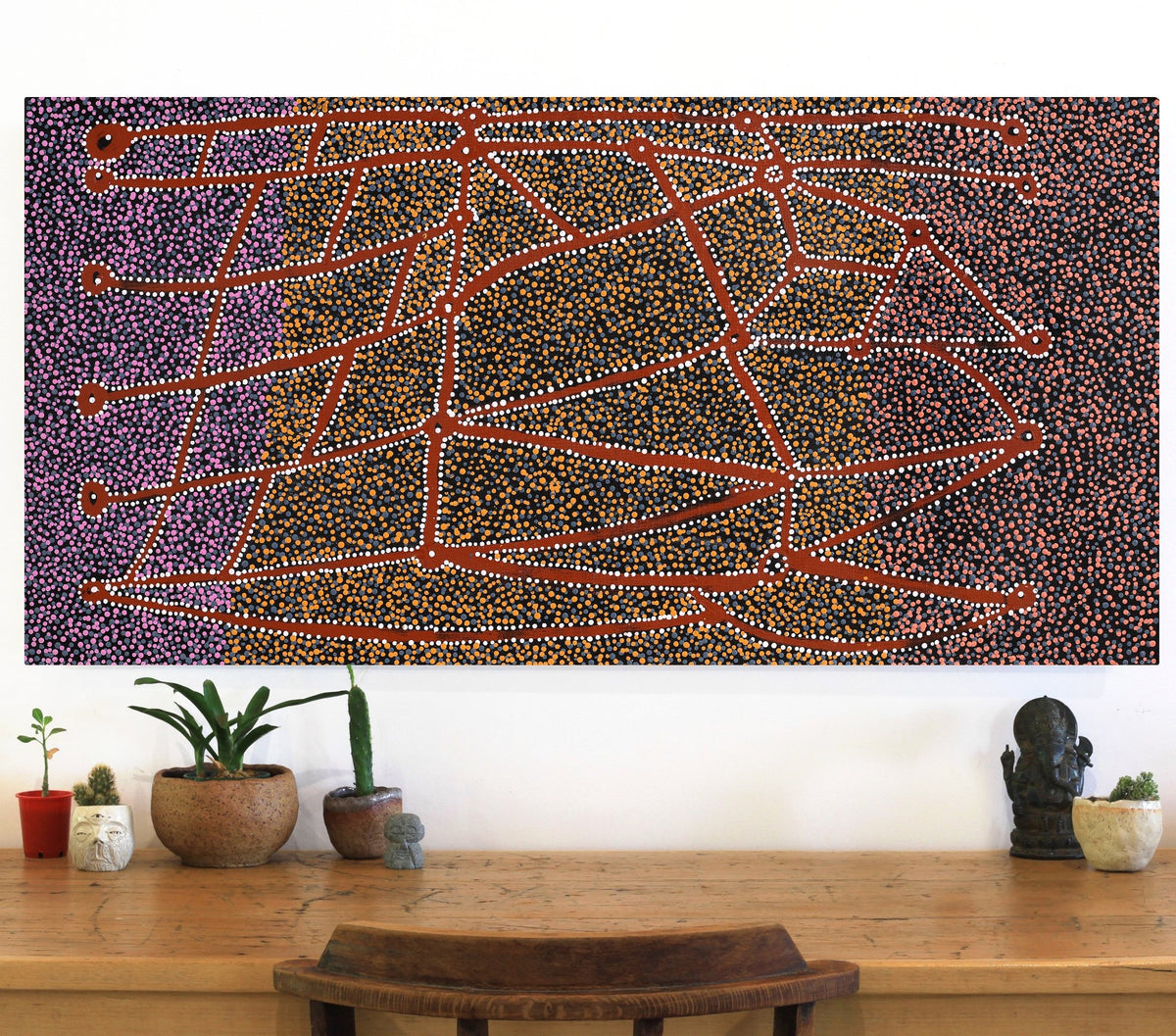 Aboriginal Art by Clarissa Nangala Williams, Ngapa Jukurrpa (Water Dreaming) - Puyurru, 122x61cm - ART ARK®