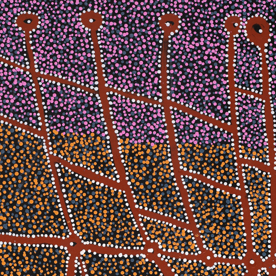 Aboriginal Artwork by Clarissa Nangala Williams, Ngapa Jukurrpa (Water Dreaming) - Puyurru, 122x61cm