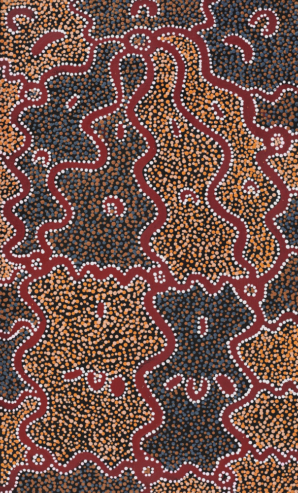 Aboriginal Artwork by Clarissa Nangala Williams, Ngapa Jukurrpa (Water Dreaming) - Puyurru, 76x46cm