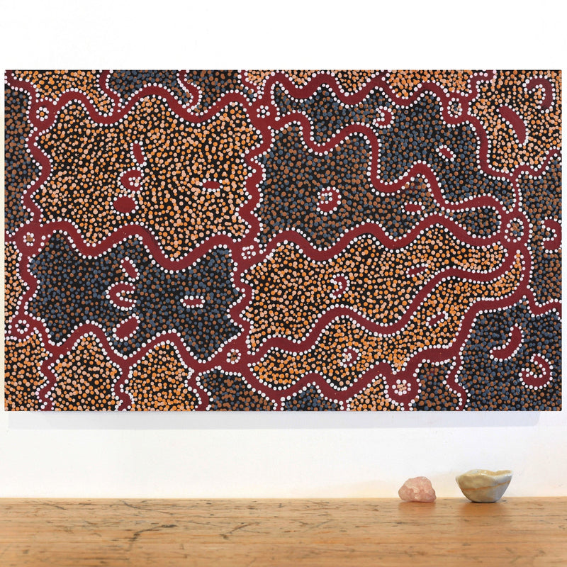 Aboriginal Artwork by Clarissa Nangala Williams, Ngapa Jukurrpa (Water Dreaming) - Puyurru, 76x46cm