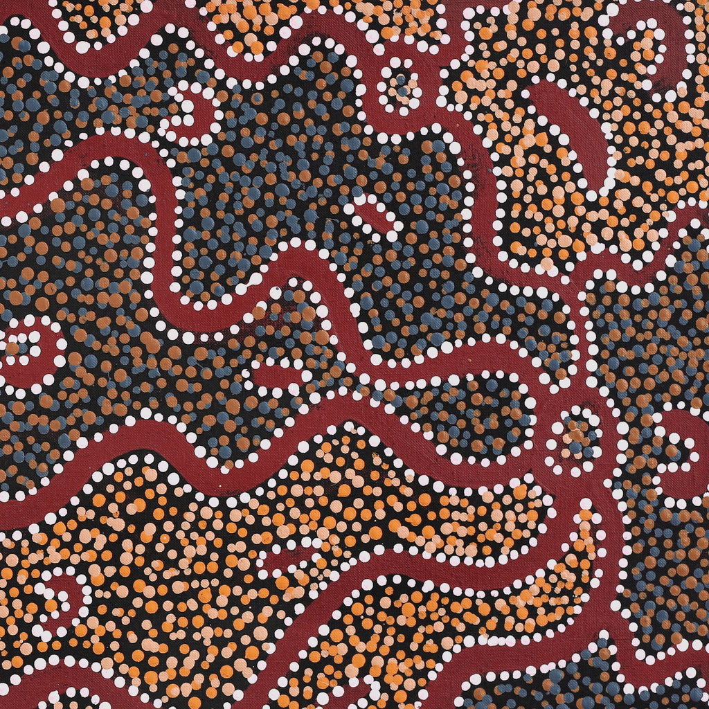 Aboriginal Artwork by Clarissa Nangala Williams, Ngapa Jukurrpa (Water Dreaming) - Puyurru, 76x46cm