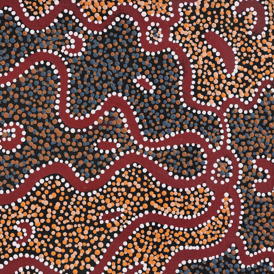 Aboriginal Artwork by Clarissa Nangala Williams, Ngapa Jukurrpa (Water Dreaming) - Puyurru, 76x46cm