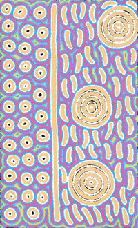 Aboriginal Artwork by Courtney Nampijinpa Patrick, Ngapa Jukurrpa (Water Dreaming) - Puyurru, 76x46cm