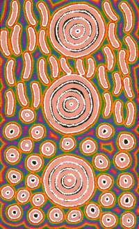 Aboriginal Artwork by Courtney Nampijinpa Patrick, Ngapa Jukurrpa (Water Dreaming) - Puyurru, 76x46cm
