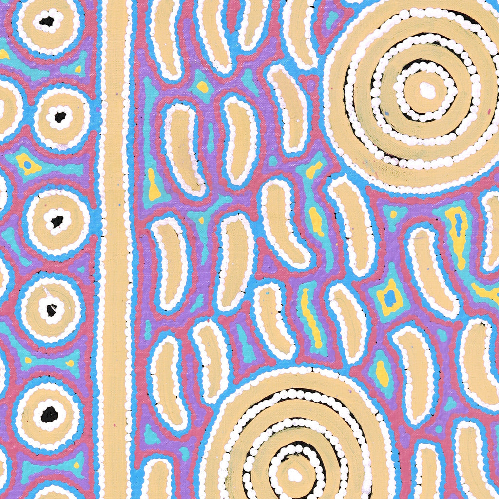 Aboriginal Artwork by Courtney Nampijinpa Patrick, Ngapa Jukurrpa (Water Dreaming) - Puyurru, 76x46cm