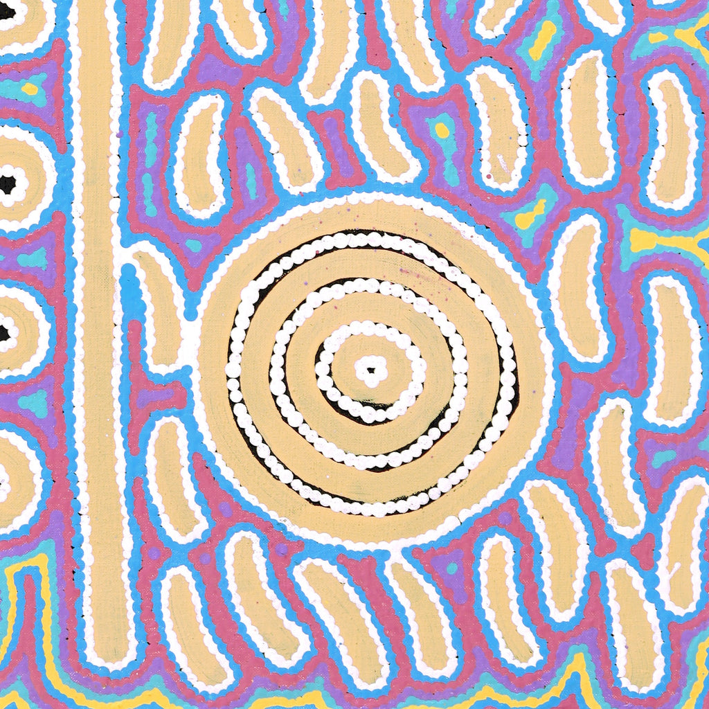 Aboriginal Artwork by Courtney Nampijinpa Patrick, Ngapa Jukurrpa (Water Dreaming) - Puyurru, 76x46cm