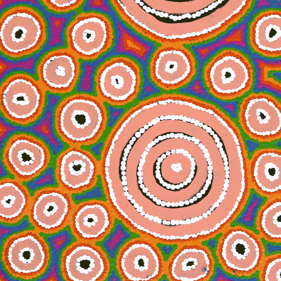 Aboriginal Artwork by Courtney Nampijinpa Patrick, Ngapa Jukurrpa (Water Dreaming) - Puyurru, 76x46cm