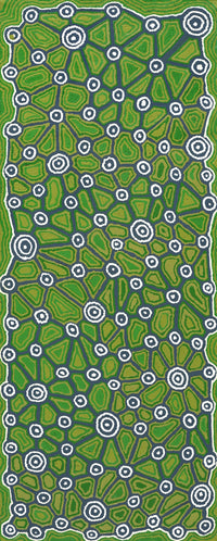 Aboriginal Artwork by Cynthia Nakamarra Wheeler, Yurrampi Jukurrpa (Honey Ant Dreaming), 152x61cm