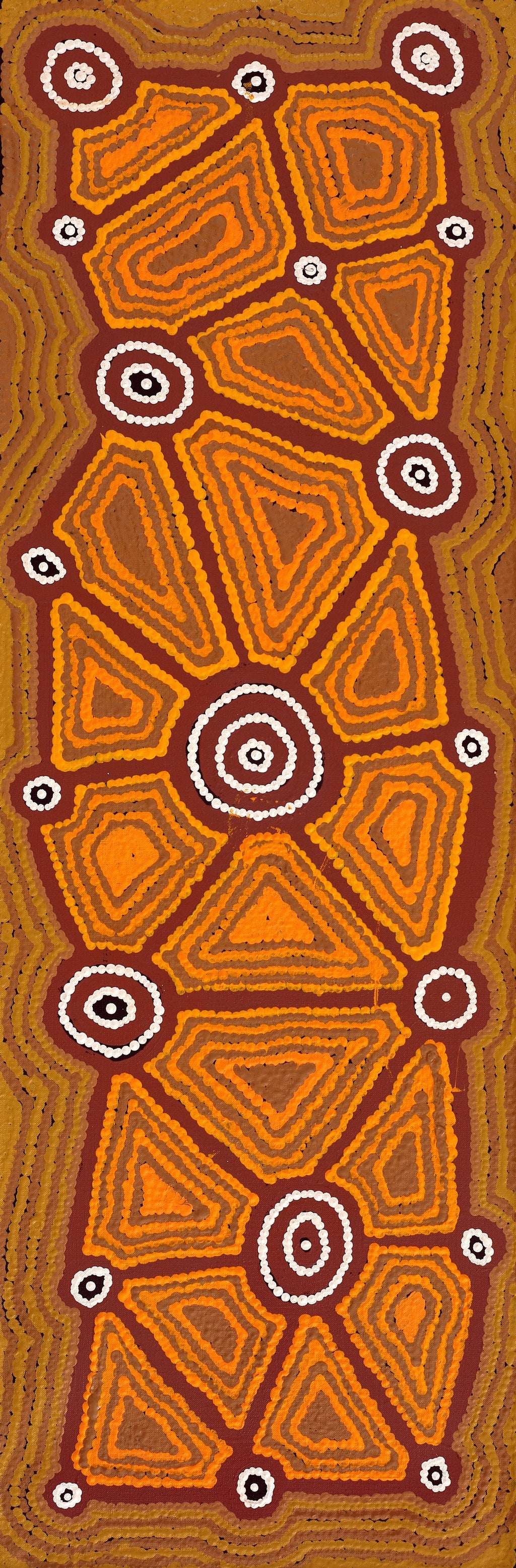 Aboriginal Artwork by Cynthia Nakamarra Wheeler, Yurrampi Jukurrpa (Honey Ant Dreaming), 91x30cm