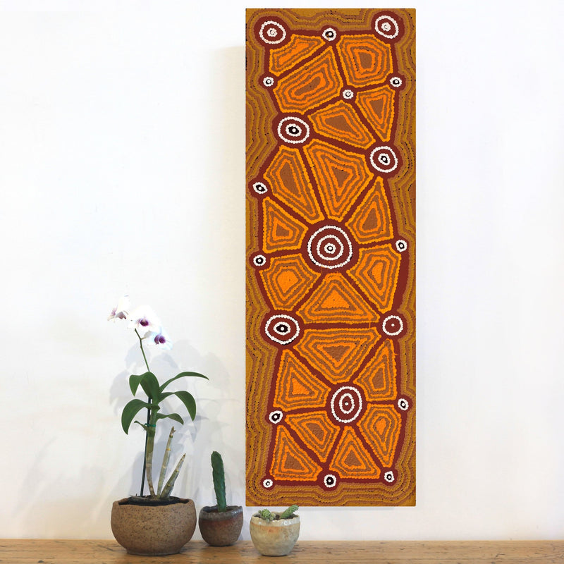 Aboriginal Artwork by Cynthia Nakamarra Wheeler, Yurrampi Jukurrpa (Honey Ant Dreaming), 91x30cm