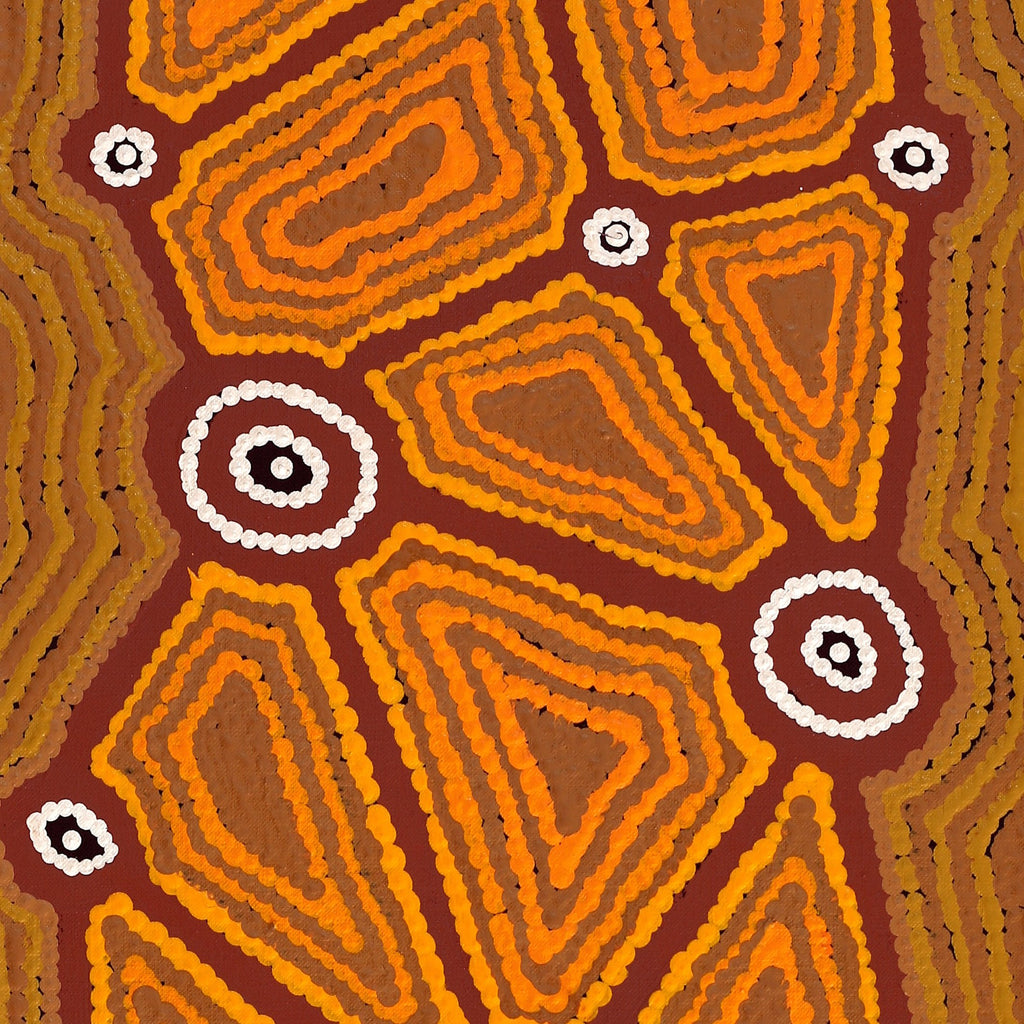 Aboriginal Art by Cynthia Nakamarra Wheeler, Yurrampi Jukurrpa (Honey Ant Dreaming), 91x30cm - ART ARK®